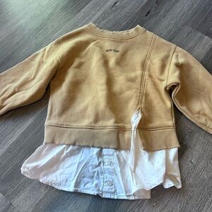 Zara Kids Tan Sweatshirt with White Shirt Detail